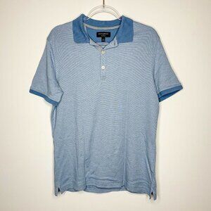 Banana Republic Polo Shirt Men Large Blue Dress Polo Collared Short Sleeve